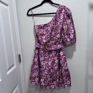 JASON Wu Floral Pink One Shoulder Belted Mini Dress